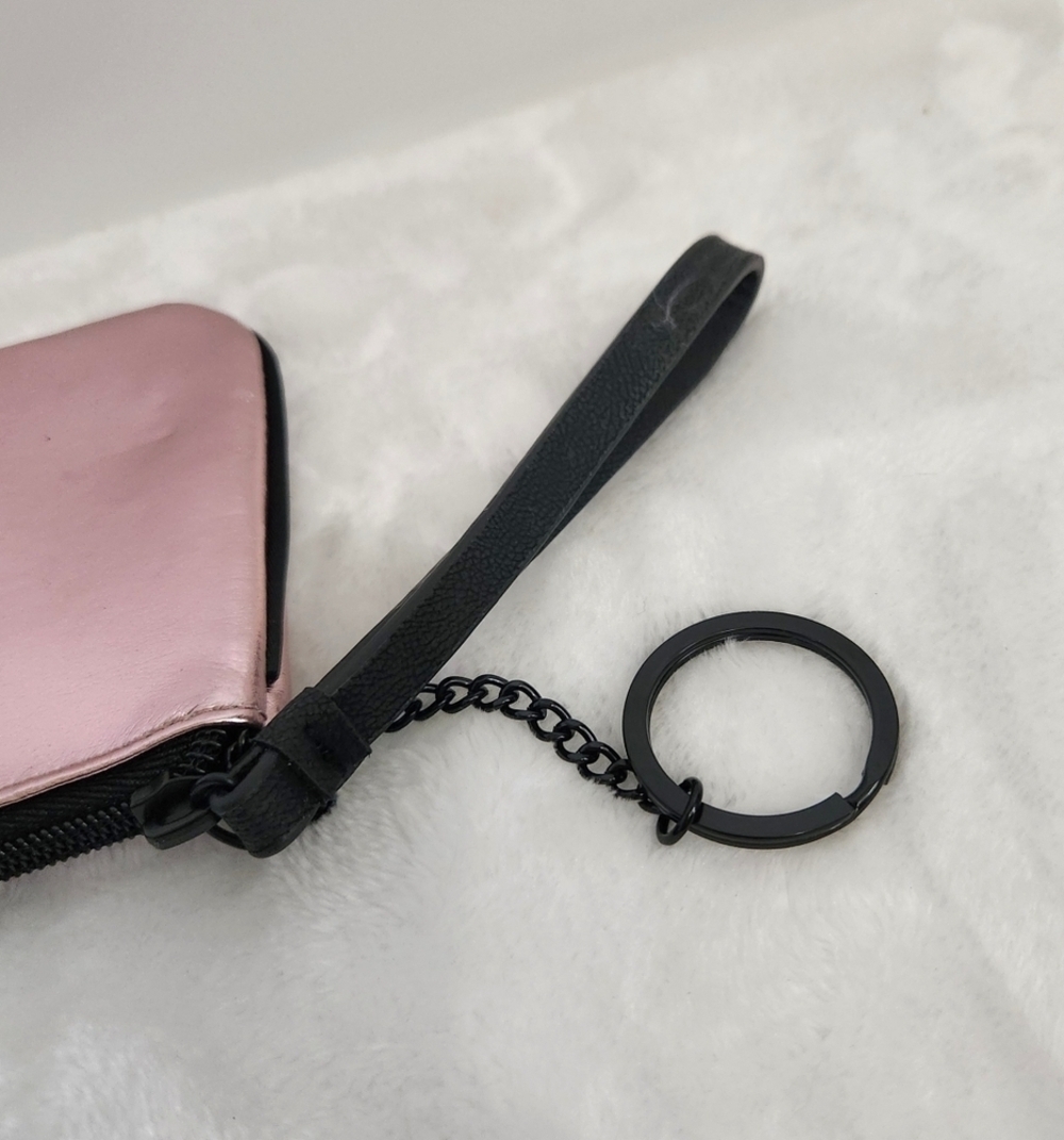 Victoria's Secret VS Logo Shimmer Light Pink Zipper Pouch Clutch Wristlet Bag - Picture 6 of 7